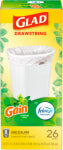 CLOROX/HOME CLEANING Medium Drawstring Trash Bags, 8 Gallon, White, Gain Original Scent with Febreze Freshness, 26 Count
