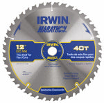 IRWIN Irwin Marathon 14080 Table Saw Blade, 12 in Dia, 1 in Arbor, 40-Teeth, Carbide Cutting Edge TOOLS IRWIN   