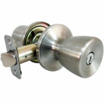 TAIWAN FU HSING INDUSTRIAL CO Entry Lockset, Medium Tulip-Style Knob, Stainless Steel