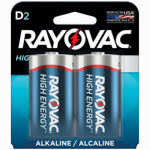 RAYOVAC Rayovac HIGH ENERGY 813-2K Household Battery, D Battery, Alkaline ELECTRICAL RAYOVAC