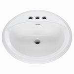 AMERICAN STANDARD American Standard Rondalyn Series 0491019.020 Countertop Sink, Round Basin, 3 -Deck Hole, 19-1/8 in OAW, 7.79 in OAH