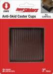 SHEPHERD HDWE. PROD., LLC. Super Sliders 3" Square Brown Furniture Caster Cup. 2 Pack.