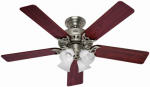 HUNTER Hunter 53064/20183 Ceiling Fan, 5-Blade, Cherry/Maple Blade, 52 in Sweep, 3-Speed, With Lights: Yes ELECTRICAL HUNTER