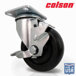 SHEPHERD HDWE. PROD., LLC. 4 in. Black Polypropylene and Steel Swivel Plate Caster with Locking Brake