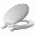 MAYFAIR Mayfair 15EC-000 Toilet Seat, Round, Foam/Vinyl/Wood, White, Twist Hinge