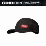 MILWAUKEE ELECTRIC TOOL CORP GridIron Logo Trucker Hat, Adjustable Snapback, Black