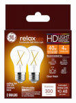 GE GE Relax 31313 Replacement Bulb, A15 Lamp, 40 W Equivalent, Medium (E26) Lamp Base, Dimmable, Clear, Soft White Light ELECTRICAL GE