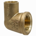 NIBCO INC Copper Pipe Elbow, 90 Degrees, Copper, 3/8 x 1/2 In. CxF