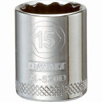 DEWALT DEWALT DWMT74520OSP Drive Hand Socket, 15 mm Socket, 3/8 in Drive, 12-Point, Steel, Polished Chrome Vanadium TOOLS DEWALT