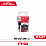 MILWAUKEE ELECTRIC TOOL CORP Shockwave #2 Phillips Insert Bit & Magnetic Bit Tip Holder, 25-Pk.