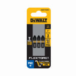 DEWALT ACCESSORIES FlexTorq PH2 Phillips Impact Driver Bits, 1/4 x 1 In, 3-Pk. TOOLS DEWALT ACCESSORIES