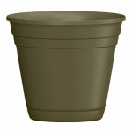 ATT SOUTHERN INC Riverland Planter With Saucer, Olive Green Resin, 8-In. LAWN & GARDEN ATT SOUTHERN INC   