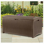 SUNCAST Suncast DBW7300 Wicker Deck Box, 46 in W, 21-1/2 in D, 22-1/2 in H, Resin, Java LAWN & GARDEN SUNCAST