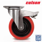 SHEPHERD HDWE. PROD., LLC. 5 in. Red Polyurethane and Steel Swivel Plate Caster with Locking Brake