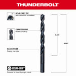 MILWAUKEE Milwaukee Thunderbolt 48-89-2729 Jobber Drill Bit, 23/64 in Dia, 4-7/8 in OAL, Parabolic Flute, 3-Flute, 3-Flat Shank TOOLS MILWAUKEE