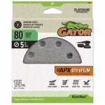 GATOR Gator 9021GA Sanding Disc, 5 in Dia, 80 Grit, Aluminum Oxide Abrasive, Film Backing, 8-Hole TOOLS GATOR