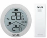 TAYLOR PRECISION PRODUCTS Digital Wireless Thermometer & Clock, White, Indoor/Outdoor