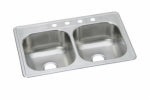 ELKAY SALES INC Dayton Stainless Steel Kitchen Sink, Satin Finish, Double Bowls, 4 Holes, 33 x 22 In. PLUMBING, HEATING & VENTILATION ELKAY SALES INC