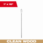 MILWAUKEE ELECTRIC TOOL CORP Wood Spade Drill Bit, 1 x 16 In.