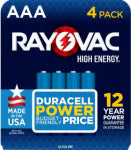 ENERGIZER High Energy AAA (Triple A) Alkaline Batteries, 4 Pack
