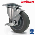 SHEPHERD HDWE. PROD., LLC. 5 in. Gray TPR and Steel Swivel Plate Caster with Locking Brake HARDWARE & FARM SUPPLIES SHEPHERD HDWE. PROD., LLC.