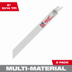 MILWAUKEE Milwaukee 48-00-5193 Reciprocating Saw Blade, 5/8 in W, 8 in L, 10/14 TPI, Bi-Metal Cutting Edge TOOLS MILWAUKEE