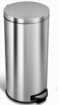 NINE STARS GROUP USA INC. NINESTARS SOT-50-1 Foot Pedal Trash Can, 30 Liter / 8 Gal, commercial grade fingerprint resistant stainless steel Silver, Round Shape HOUSEWARES NINE STARS GROUP USA INC.