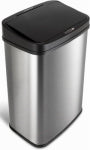 NINE STARS GROUP USA INC. NINESTARS DZT-50-28 Motion Sensor Trash Can Rectangular commercal grade fingerprint resistant stainless steel silver base and black top , 13 Gal, Black Trim HOUSEWARES NINE STARS GROUP USA INC.