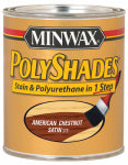 MINWAX Minwax PolyShades 613750444 Polyurethane, Satin, Liquid, American Chestnut, 1 qt Can PAINT MINWAX