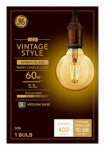 GE GE 42183 Light Bulb, Vintage, G30 Lamp, 60 W Equivalent, Medium (E26) Lamp Base, Dimmable, Amber, Warm White Light ELECTRICAL GE