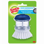 SCOTCH-BRITE Scotch-Brite 495 Soap Dispensing Brush, 4 in W Brush, Blue/White, 6 in L, Plastic Handle CLEANING & JANITORIAL SUPPLIES SCOTCH-BRITE