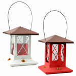 WOODLINK Vintage Hummingbird Feeder, 4 Ports, Glass & Metal, Red or White with Copper Top