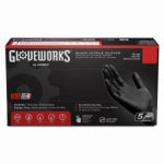 AMMEX Gloveworks GPNB46100 Non-Sterile Gloves, L, Nitrile, Powder-Free, Black, 13.86 in L CLOTHING, FOOTWEAR & SAFETY GEAR AMMEX