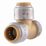 SHARKBITE/CASH ACME Push-Fit Pipe Tee, Lead Free, 1/2 In.
