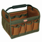 BUCKET BOSS Bucket Boss 70012 Tote Bag, 12 in W, 10 in D, 11 in H, 8-Pocket, Rip-Stop Fabric, Brown TOOLS BUCKET BOSS