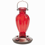 WOODSTREAM CORP Vintage Hummingbird Feeder, Red Daisy, Glass, 18-oz.