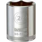 DEWALT DEWALT DWMT86524OSP Drive Socket, 24 mm Socket, 1-9/16 in OAL, 1/2 in Drive, 6-Point, Vanadium Steel, Polished Chrome TOOLS DEWALT