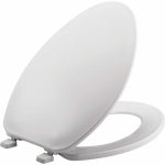 BEMIS Bemis 170-000 Toilet Seat, 18-7/16 in L, 13-15/16 in W, 1-9/16 in H, Elongated, Plastic, White, Top-Tite Hinge PLUMBING, HEATING & VENTILATION BEMIS