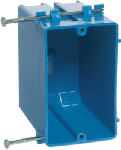 CARLON Carlon B120A-UPC Outlet Box, 20 cu-in, 1-Gang, 4-Knockout, PVC, Blue, Captive Nail ELECTRICAL CARLON