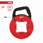MILWAUKEE ELECTRICAL TO Milwaukee 48-22-4181 Fish Tape with Low Profile Tip, 1/4 in W Tape, 25 ft L Tape, Steel Tape, Black/Red Case ELECTRICAL MILWAUKEE ELECTRICAL TO