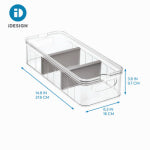 INTERDESIGN INC Refrigerator Produce Storage Crisper Bin, 2 Adjustable Dividers & Lid, BPA-Free Clear Plastic