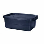 RUBBERMAID Rubbermaid Roughneck RMRT100004 Storage Tote, Polyethylene, Dark Indigo Metallic, 24 in L, 16 in W, 9 in H HOUSEWARES RUBBERMAID