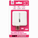 GET POWER GetPower GP-AC2USB-PD USB AC Adapter, 2 -USB Port, White ELECTRICAL GET POWER