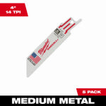 MILWAUKEE ELECTRIC TOOL CORP Sawzall Reciprocating Saw Blades, 14 TPI, 4 In., 5-Pk.