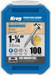 KREG TOOL COMPANY Pocket-Hole Screws, Maxi-Loc, Fine, Square, 1.25-In., 100-Pk.