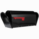 SOLAR GROUP Outback Post-Mount Mailbox, Double Doors, Large, Black Steel
