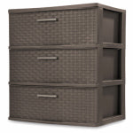 STERILITE Weave Tower, 3-Drawer, Espresso, 15.825 x 21.875 x 24-In.