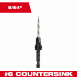MILWAUKEE Milwaukee 48-13-5000 Countersink with Drill Bit, 9/64 in Dia Cutter, 1/4 in Dia Shank, 3-3/4 in OAL, Hex Shank, HSS TOOLS MILWAUKEE