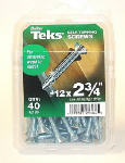 TEKS Teks 21384 Screw, #12 Thread, 2-3/4 in L, Coarse Thread, Flat Head, Phillips Drive, Self-Drilling, Self-Tapping Point HARDWARE & FARM SUPPLIES TEKS