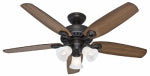 HUNTER Hunter 53238 Ceiling Fan, 5049 cfm Air, 5-Blade, Brazilian Cherry/Harvest Mahogany Blade, 52 in Sweep, Fiberboard Blade ELECTRICAL HUNTER